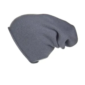 Jersey Roll Slouchy Grey Cashmere Hat