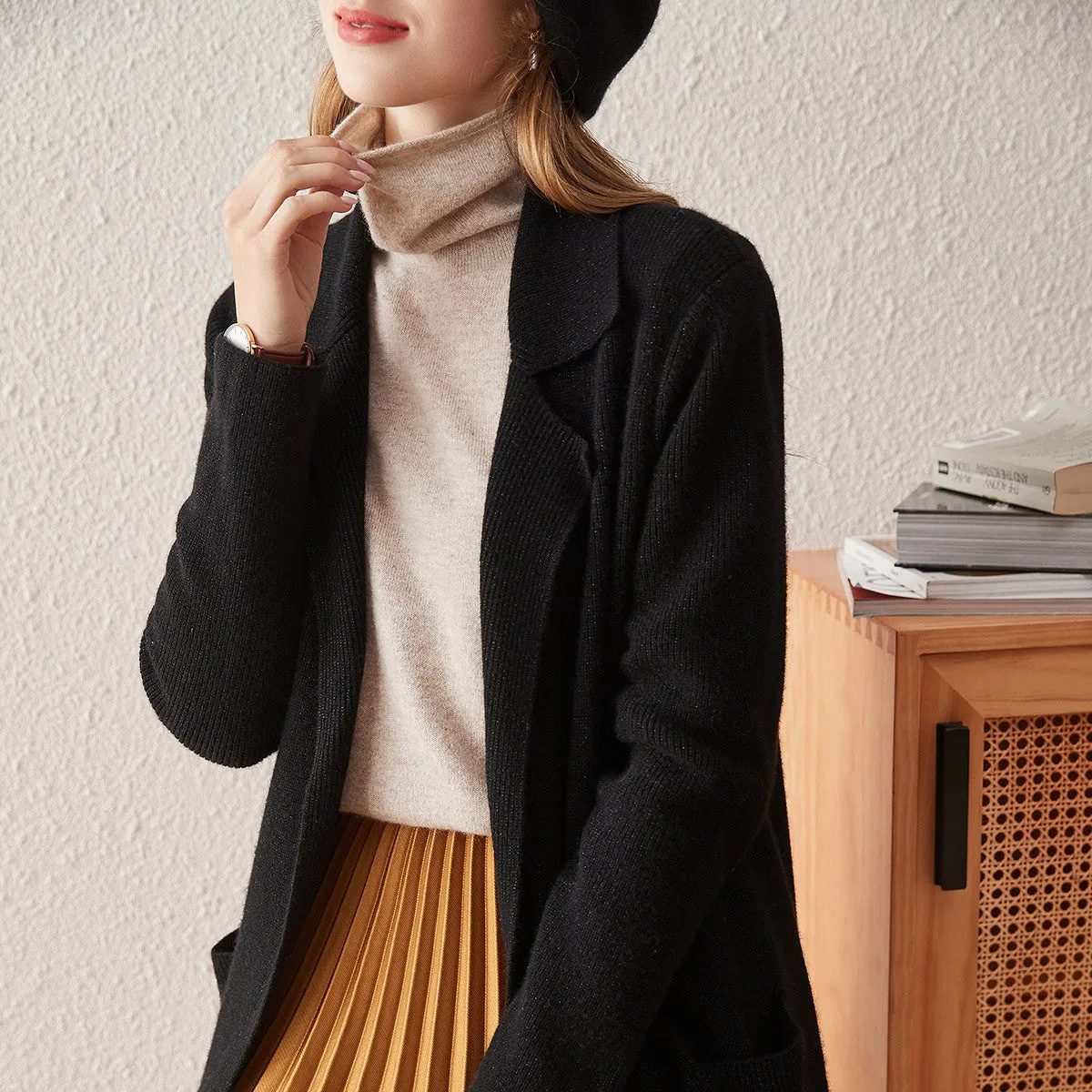 100% Cashmere Cardigan versatile and stylish Coat