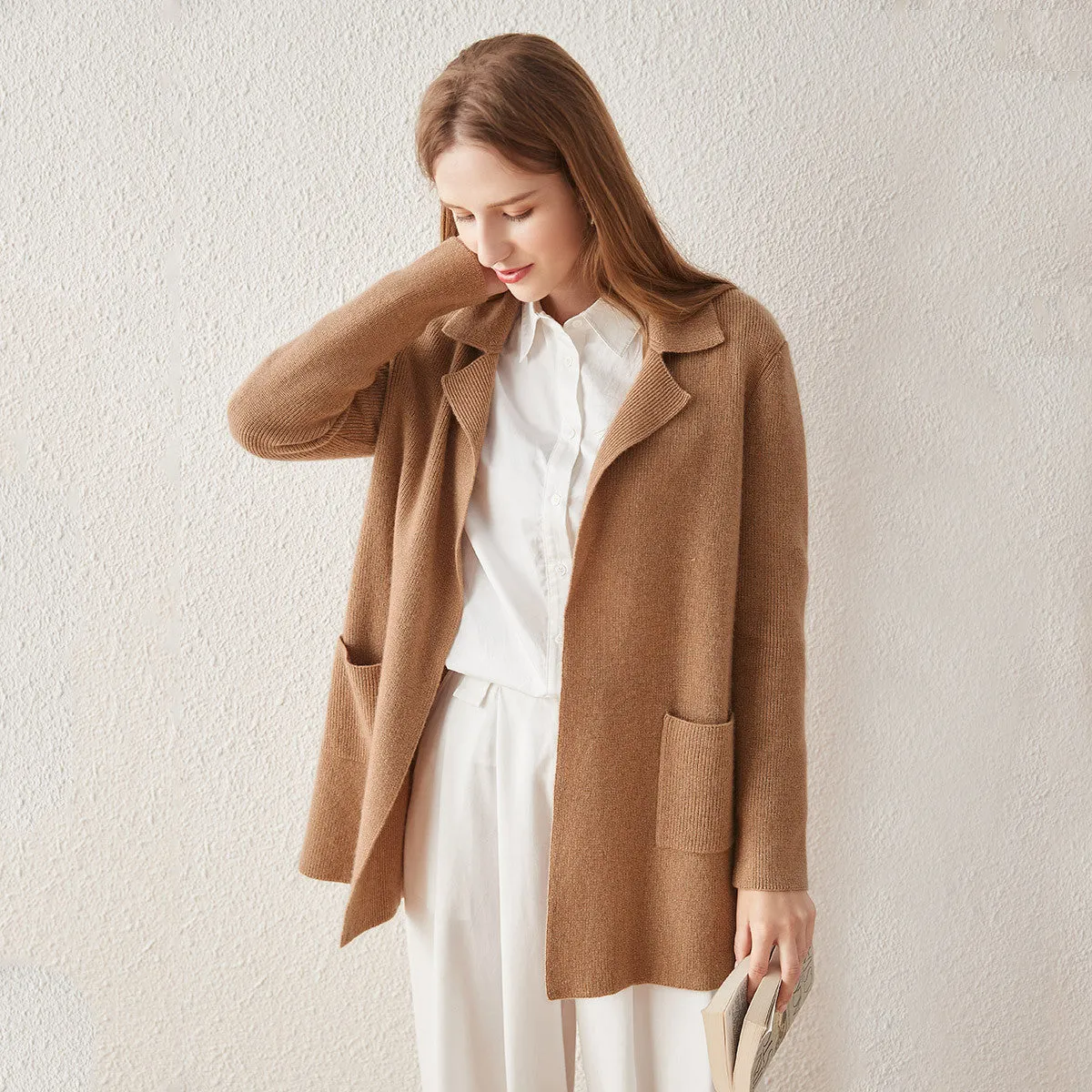 100% Cashmere Cardigan versatile and stylish Coat