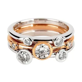 18ct White & Rose Gold Three Band Dress Ring