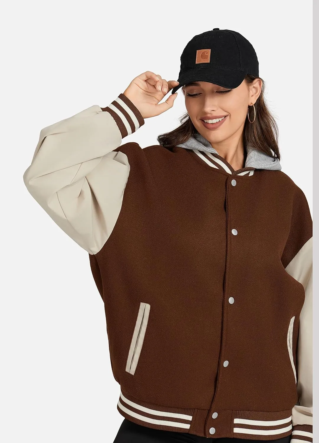 1PA1 Unisex Detachable Hooded Baseball Jacket