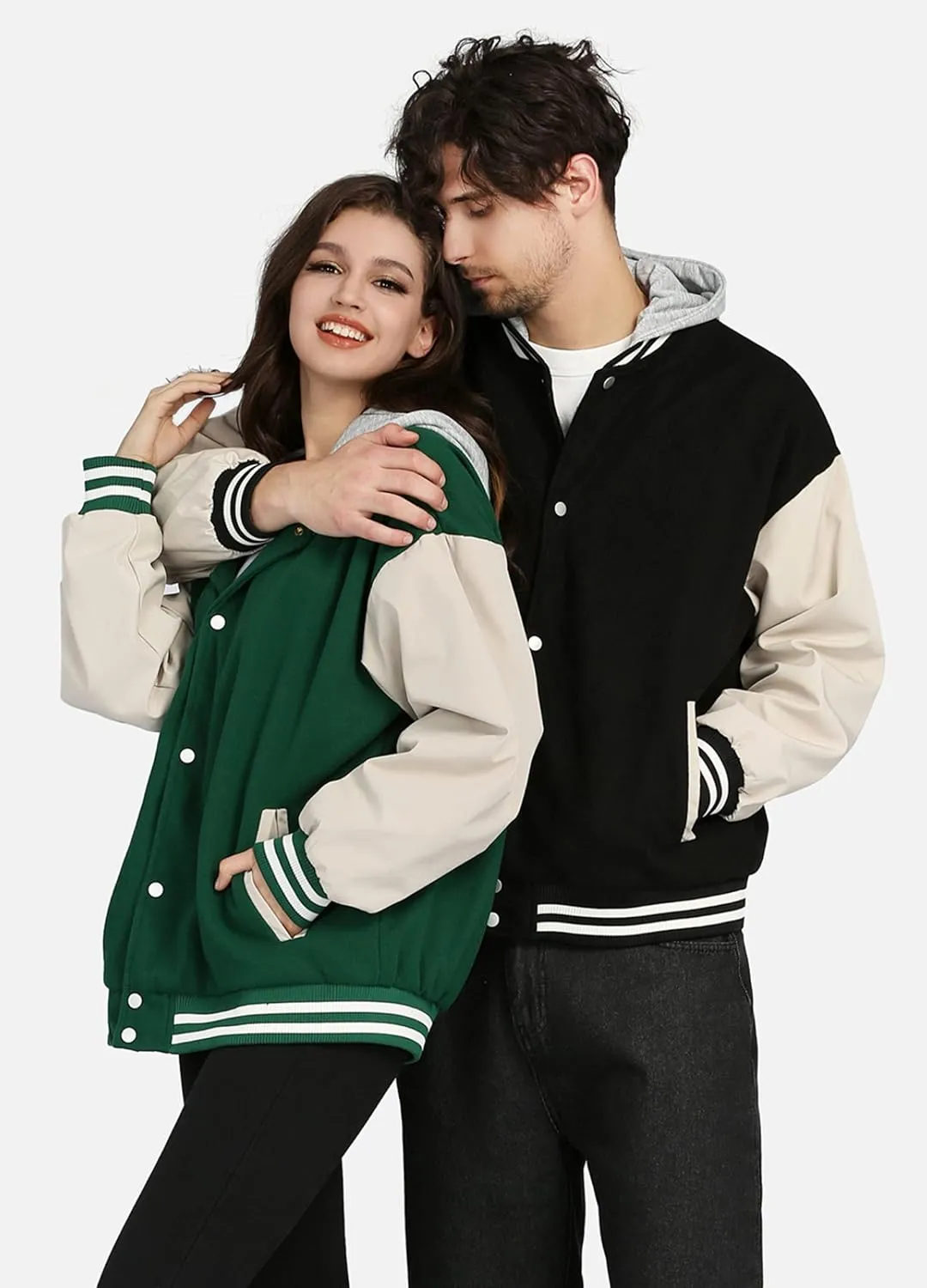 1PA1 Unisex Detachable Hooded Baseball Jacket