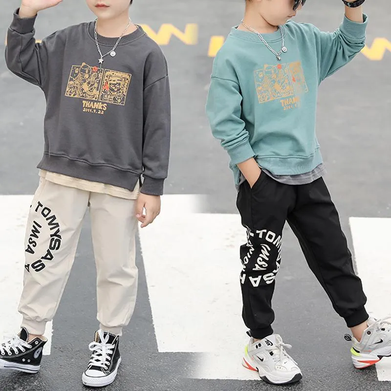 2-piece Letter Pattern Sweatpants & Pants for Boy