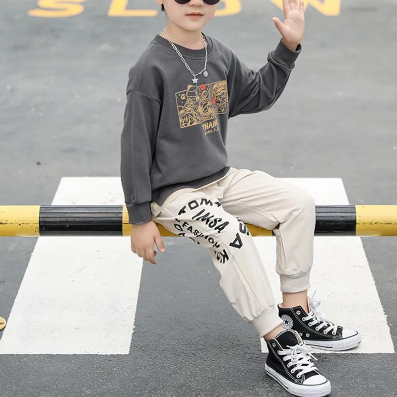 2-piece Letter Pattern Sweatpants & Pants for Boy