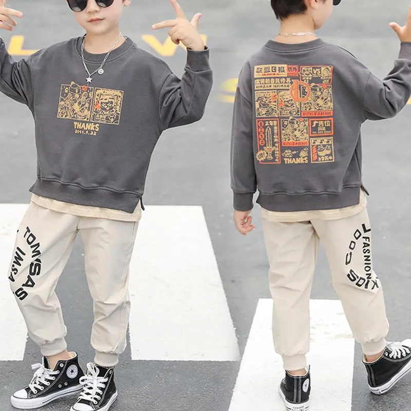 2-piece Letter Pattern Sweatpants & Pants for Boy