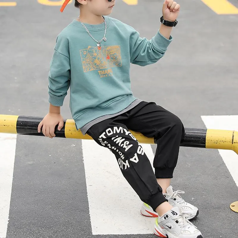 2-piece Letter Pattern Sweatpants & Pants for Boy