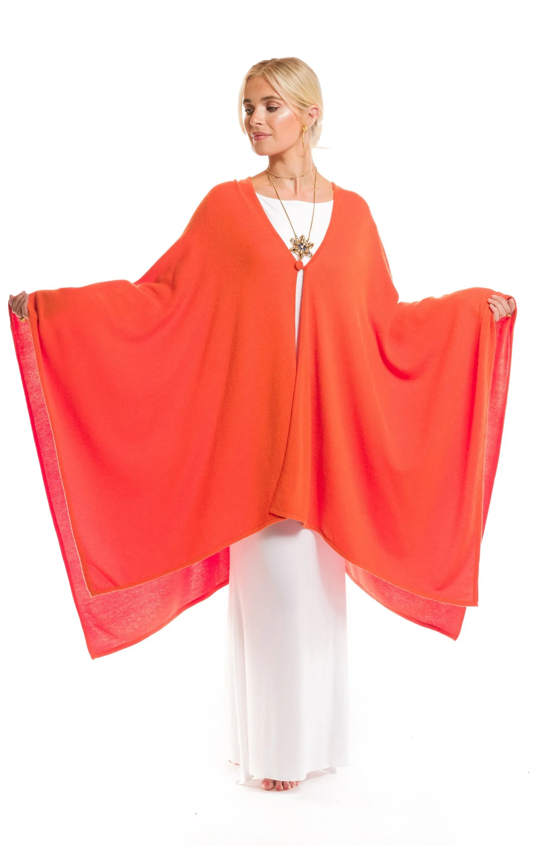 2 PLY AVALON CASHMERE CAPE SPICY ORANGE