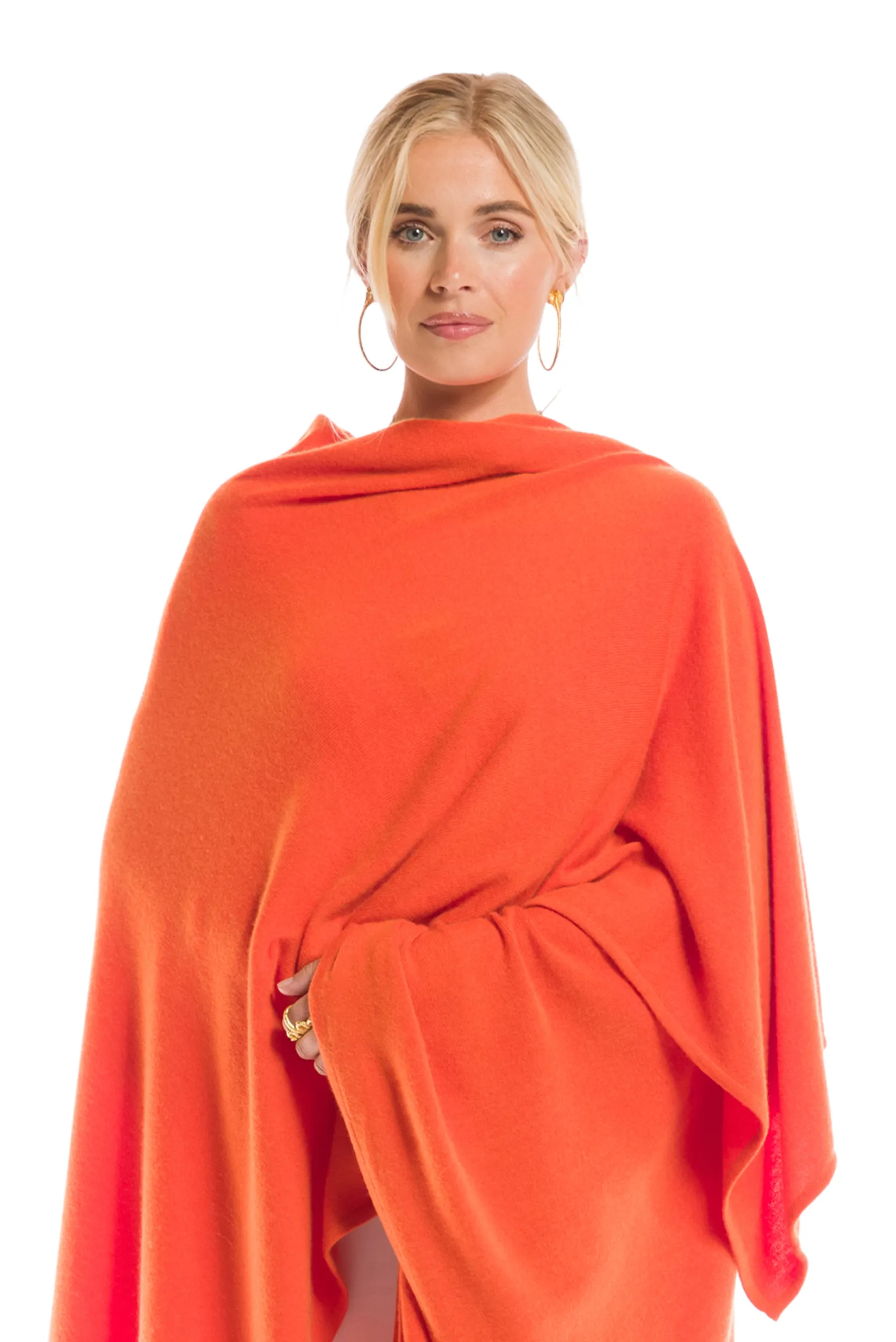 2 PLY AVALON CASHMERE CAPE SPICY ORANGE