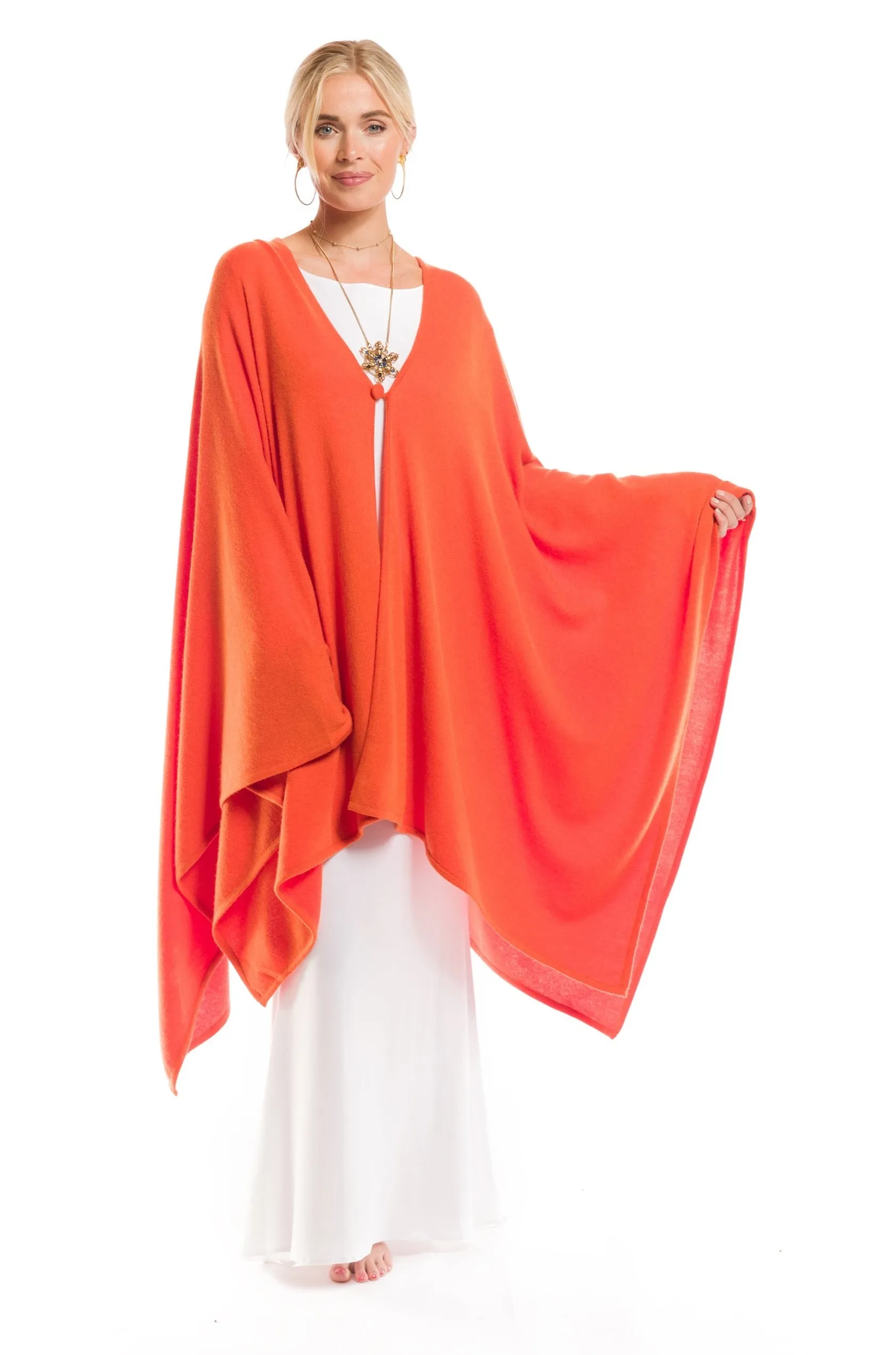 2 PLY AVALON CASHMERE CAPE SPICY ORANGE