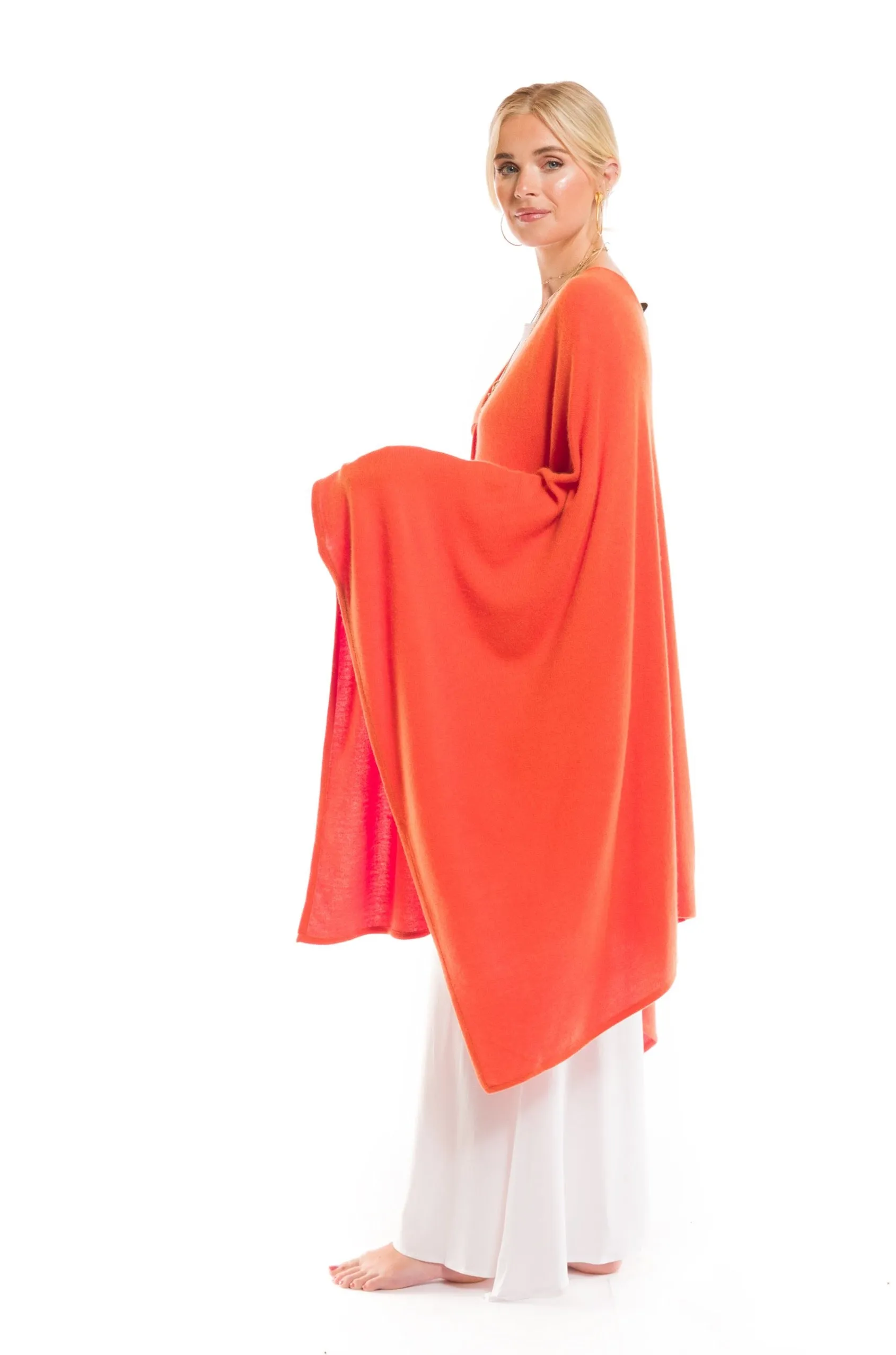 2 PLY AVALON CASHMERE CAPE SPICY ORANGE