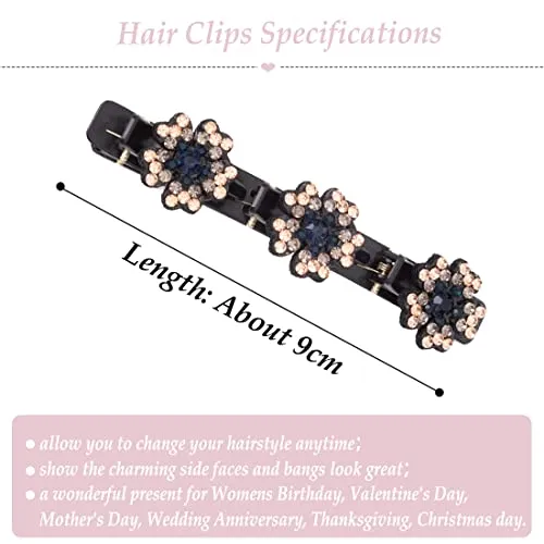 8 Pcs Hair clips Sparkling Crystal Stone Braided Hair Clips for Women Hair Braided Hair Clips for Thick Thin Hair Girls Hair Accessories Clover Hair Clips for Styling Sectioning Large Hair Clips