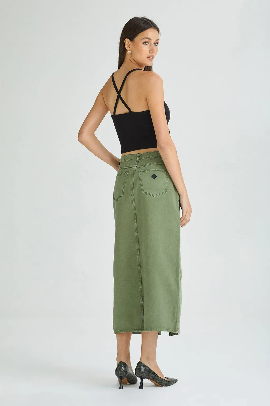 99 Low Maxi Skirt Fade Army by Abrand Jeans - FINAL SALE