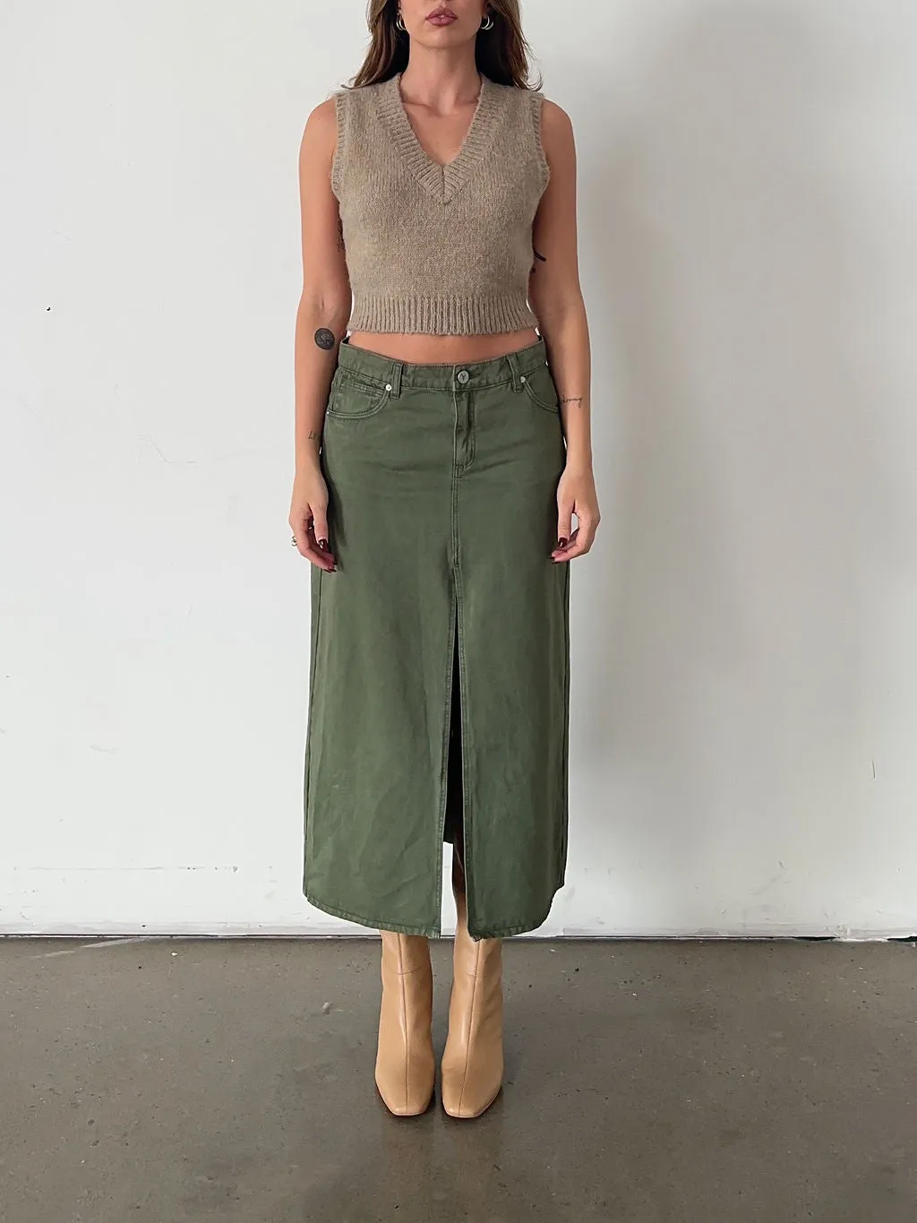 99 Low Maxi Skirt Fade Army by Abrand Jeans - FINAL SALE