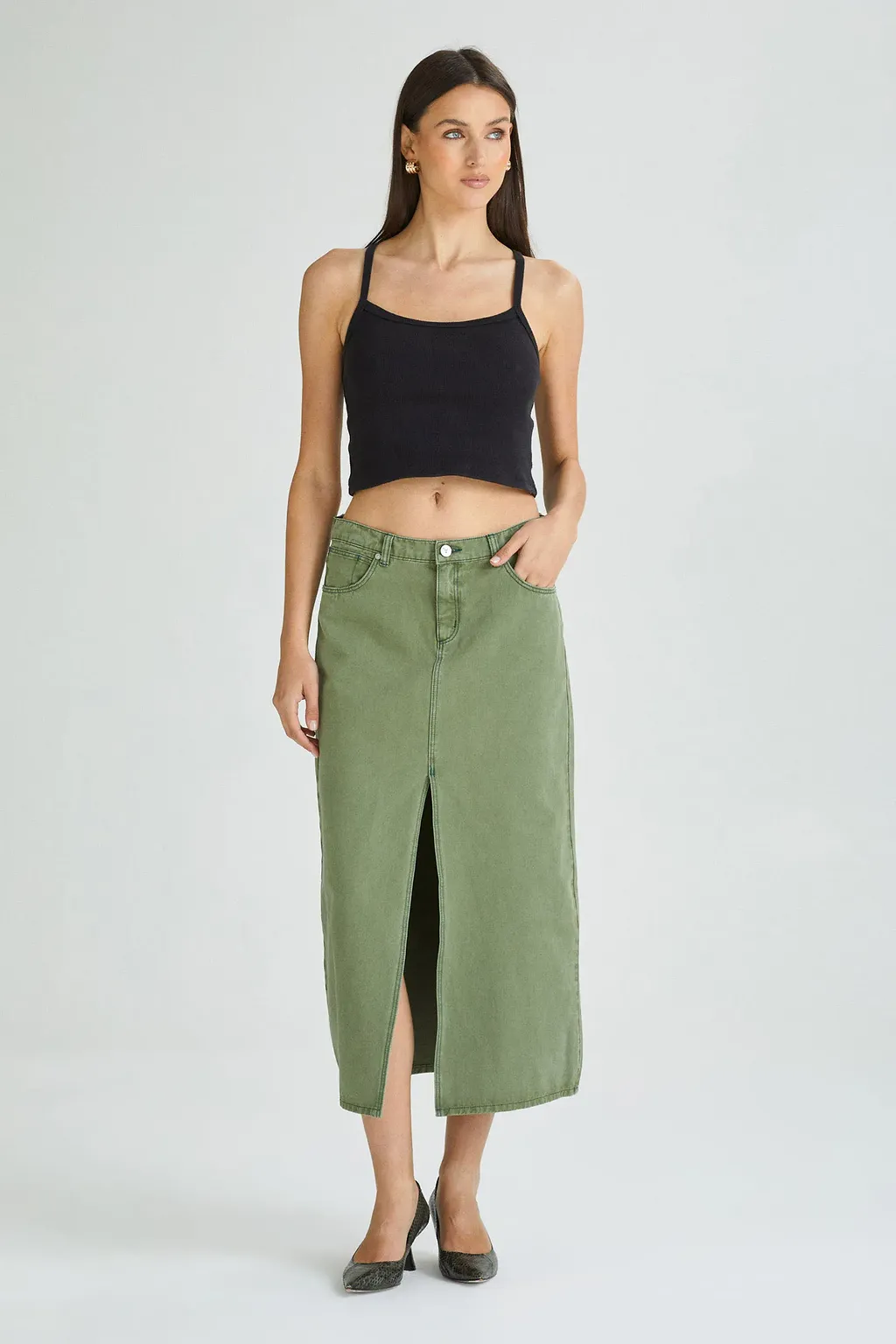 99 Low Maxi Skirt Fade Army by Abrand Jeans - FINAL SALE