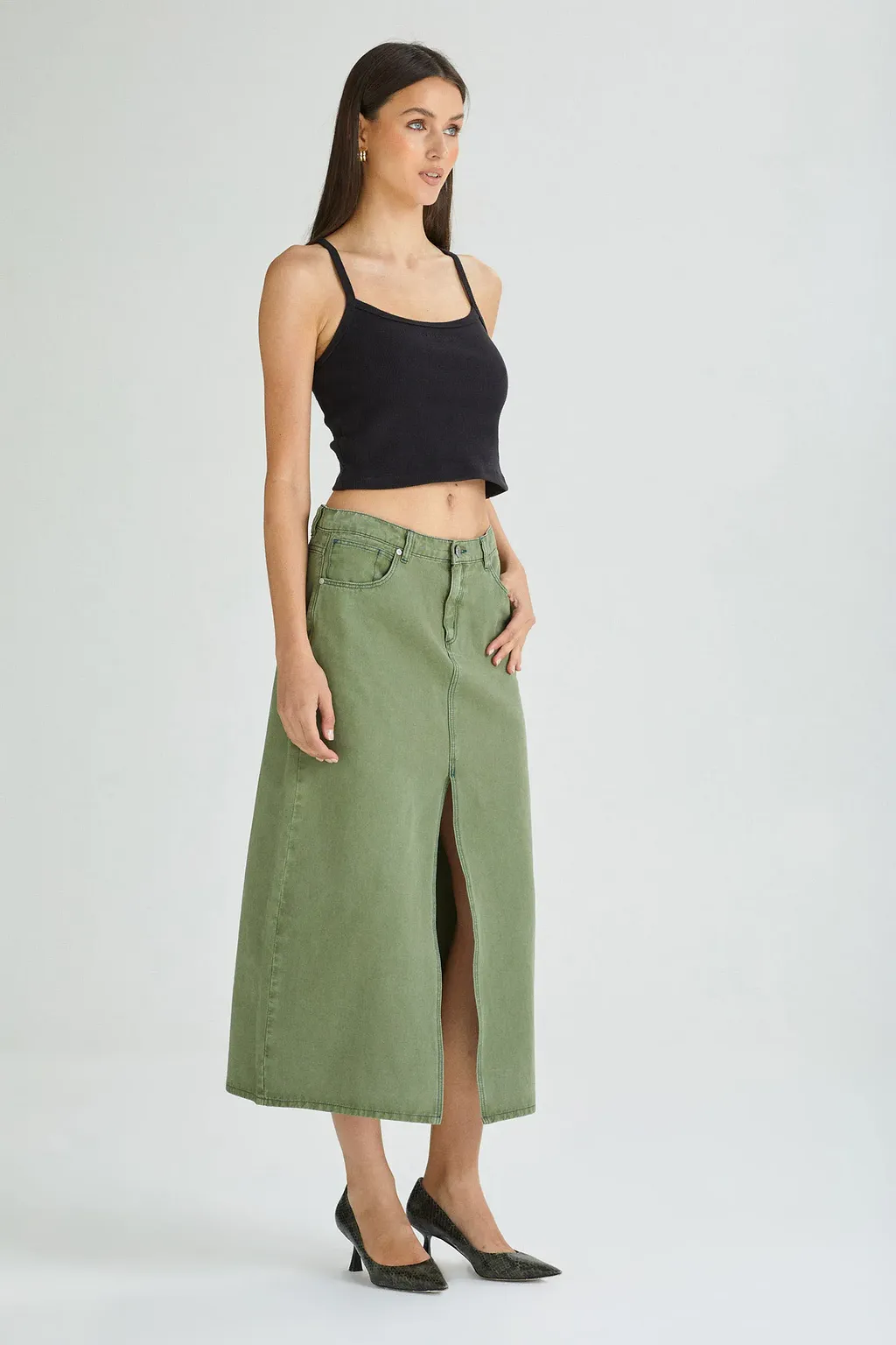 99 Low Maxi Skirt Fade Army by Abrand Jeans - FINAL SALE