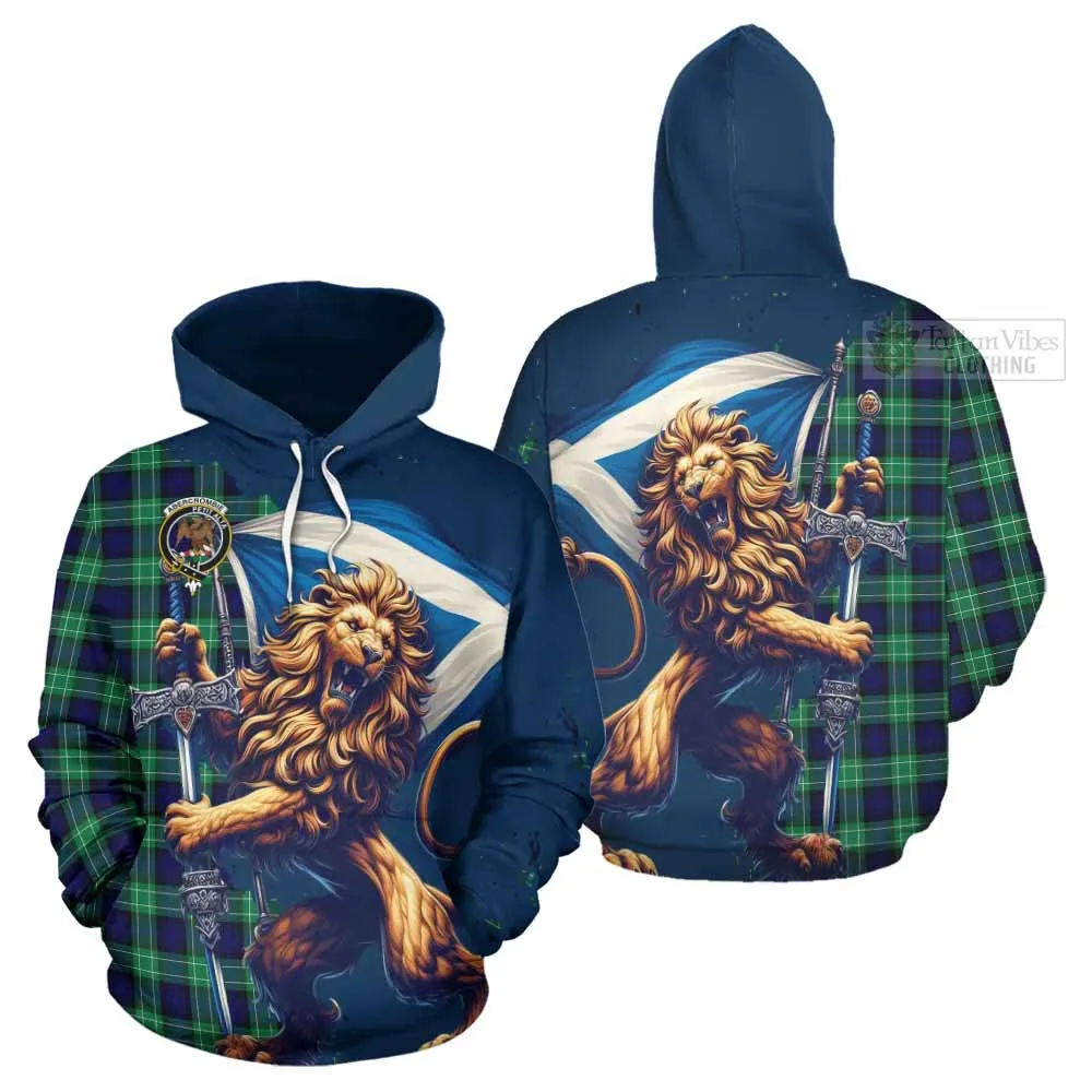 Abercrombie Tartan Family Crest Hoodie with Scottish Majestic Lion