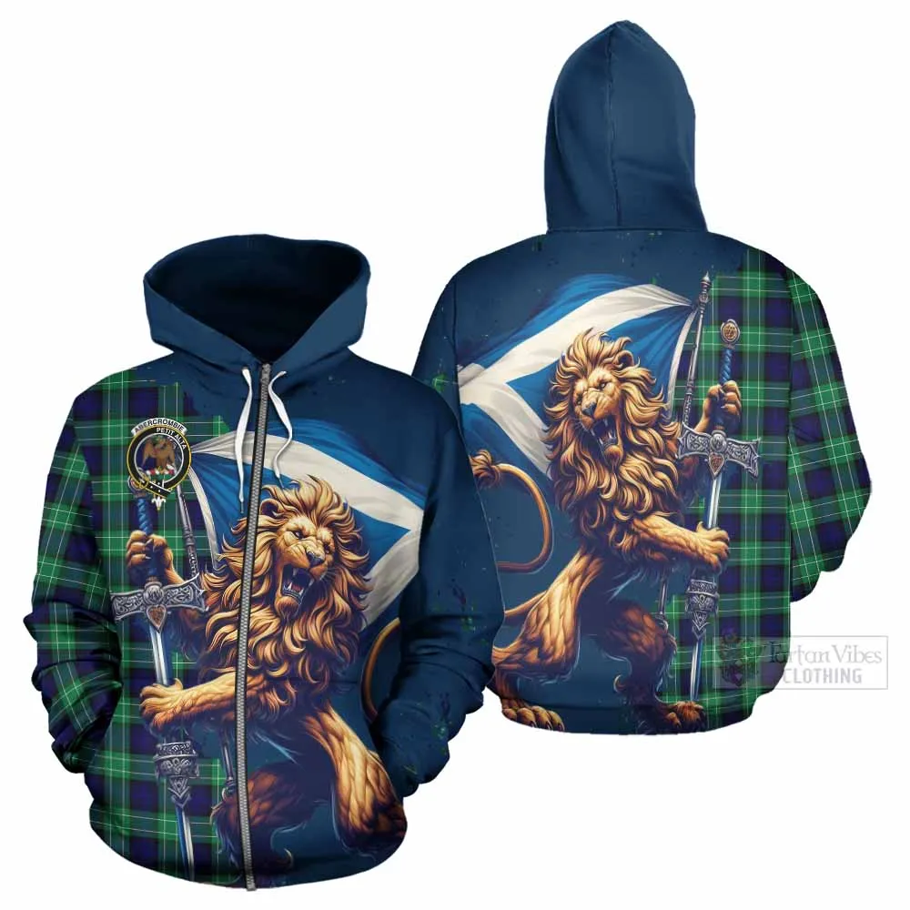 Abercrombie Tartan Family Crest Hoodie with Scottish Majestic Lion