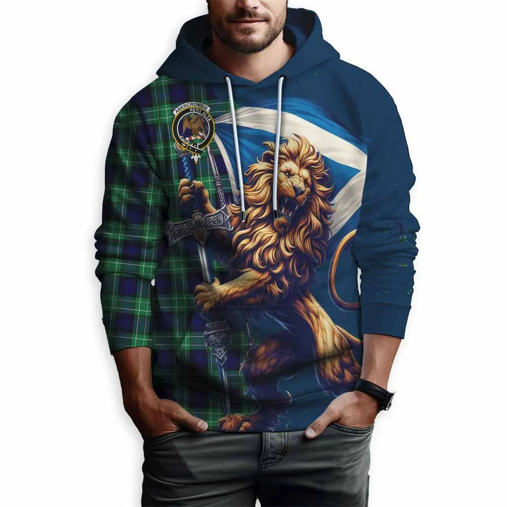 Abercrombie Tartan Family Crest Hoodie with Scottish Majestic Lion