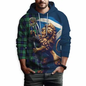 Abercrombie Tartan Family Crest Hoodie with Scottish Majestic Lion