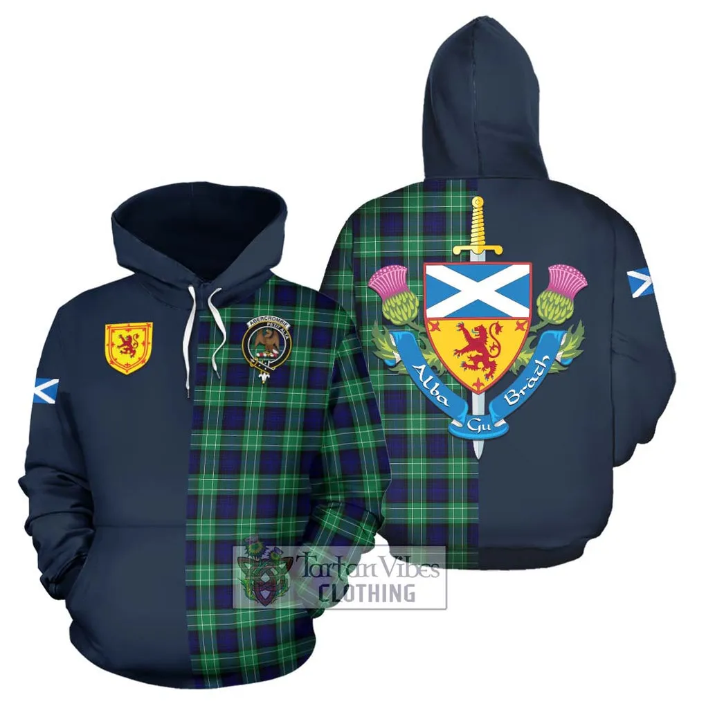 Abercrombie Tartan Hoodie Alba with Scottish Lion Royal Arm Half Style