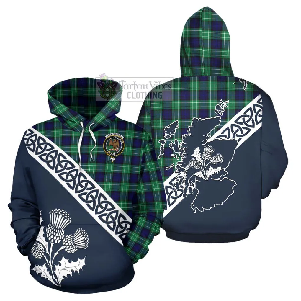 Abercrombie Tartan Hoodie Featuring Thistle and Scotland Map