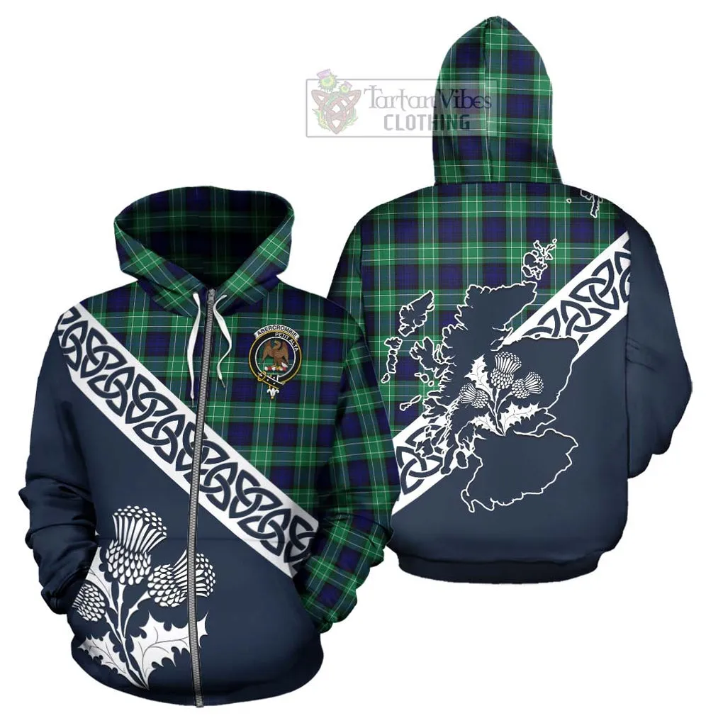 Abercrombie Tartan Hoodie Featuring Thistle and Scotland Map