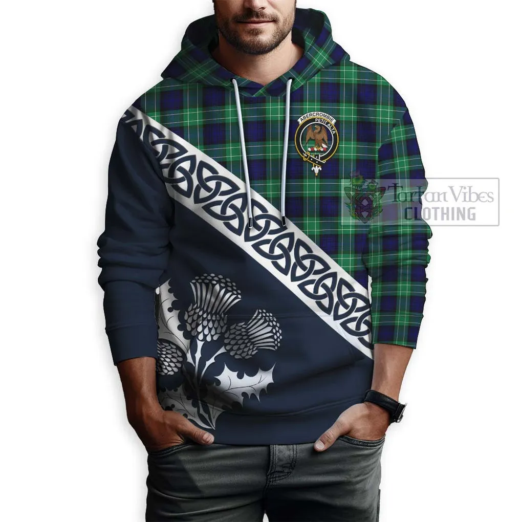 Abercrombie Tartan Hoodie Featuring Thistle and Scotland Map