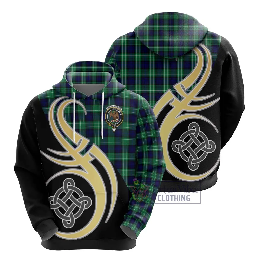 Abercrombie Tartan Hoodie with Family Crest and Celtic Symbol Style