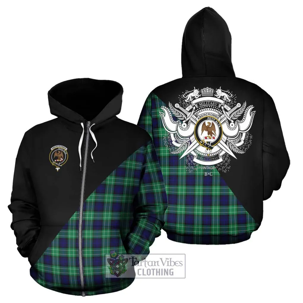 Abercrombie Tartan Hoodie with Family Crest and Military Logo Style