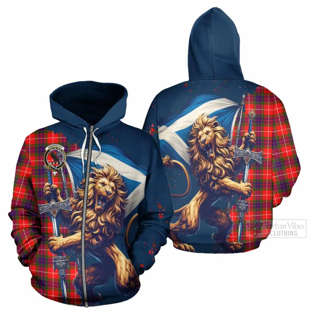 Abernethy Tartan Family Crest Hoodie with Scottish Majestic Lion