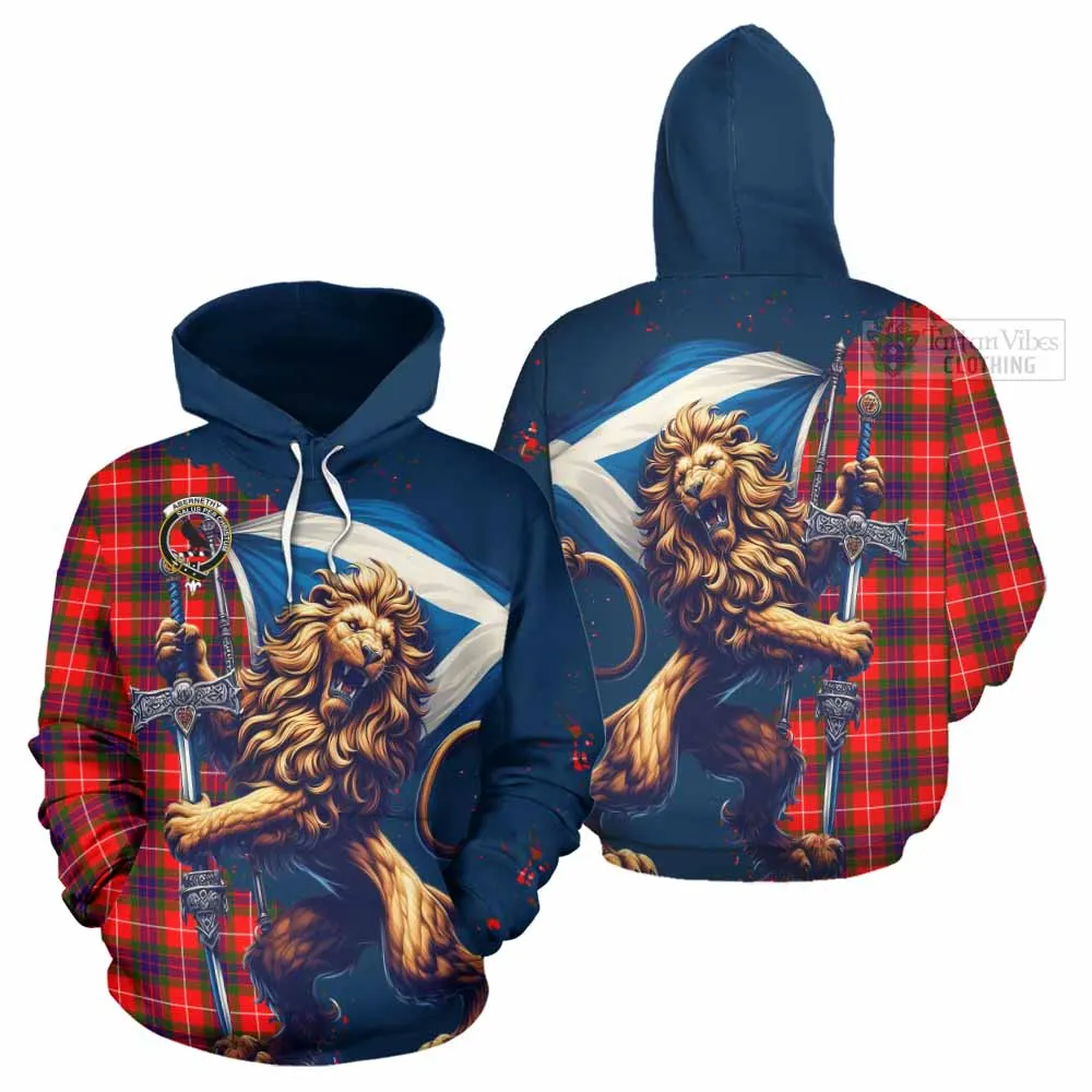 Abernethy Tartan Family Crest Hoodie with Scottish Majestic Lion