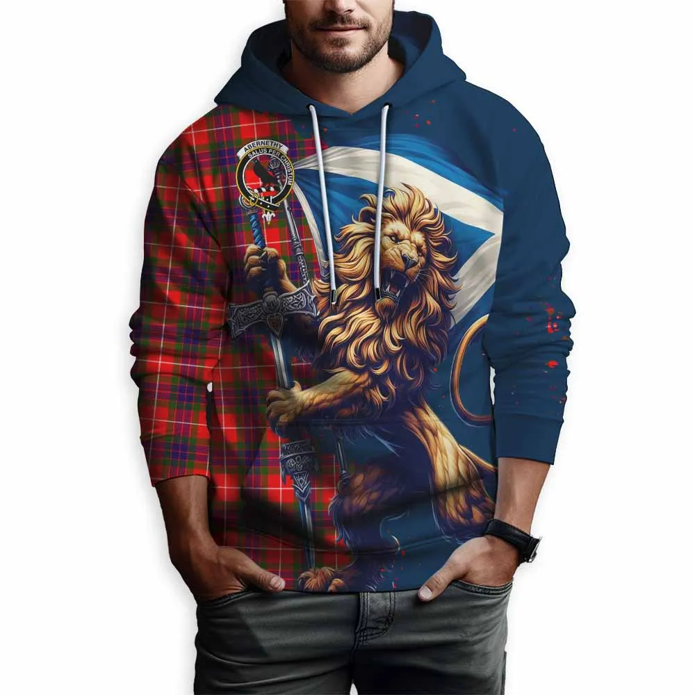 Abernethy Tartan Family Crest Hoodie with Scottish Majestic Lion