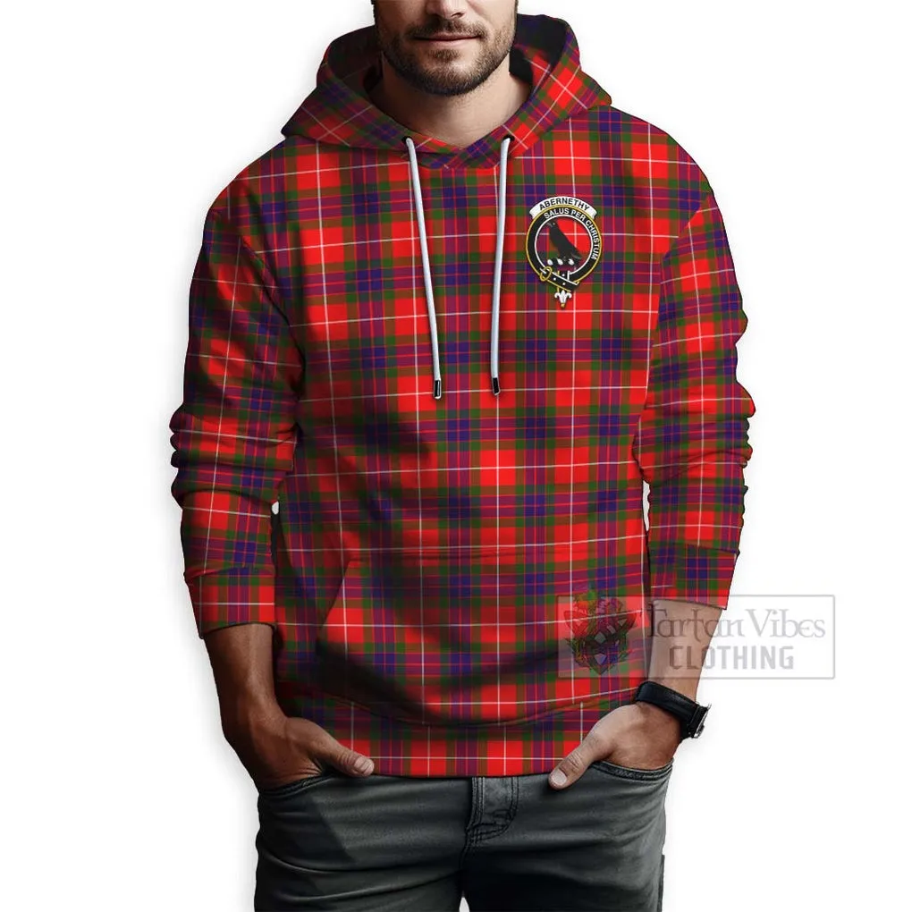 Abernethy Tartan Hoodie with Family Crest and Bearded Skull Holding Bottles of Whiskey