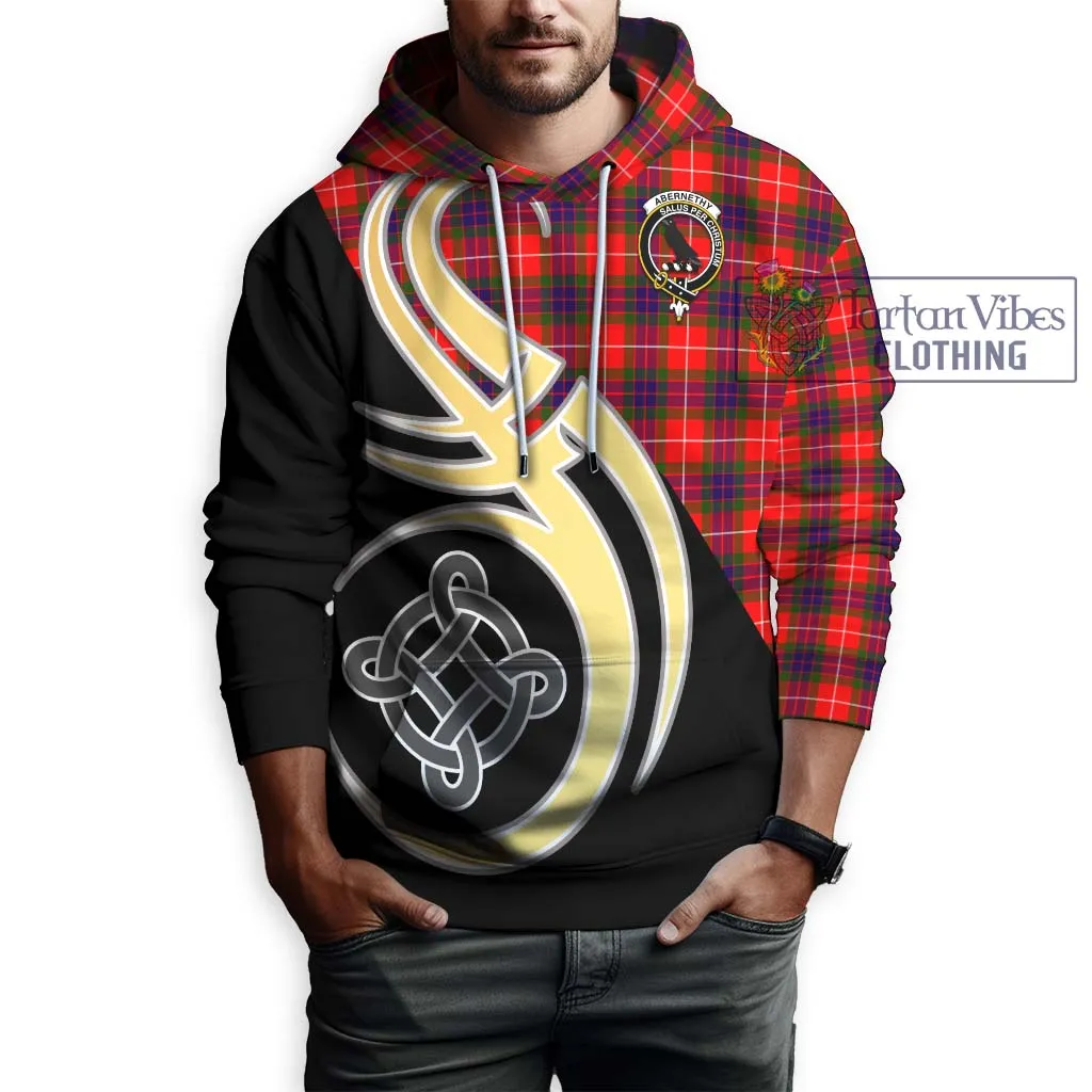 Abernethy Tartan Hoodie with Family Crest and Celtic Symbol Style