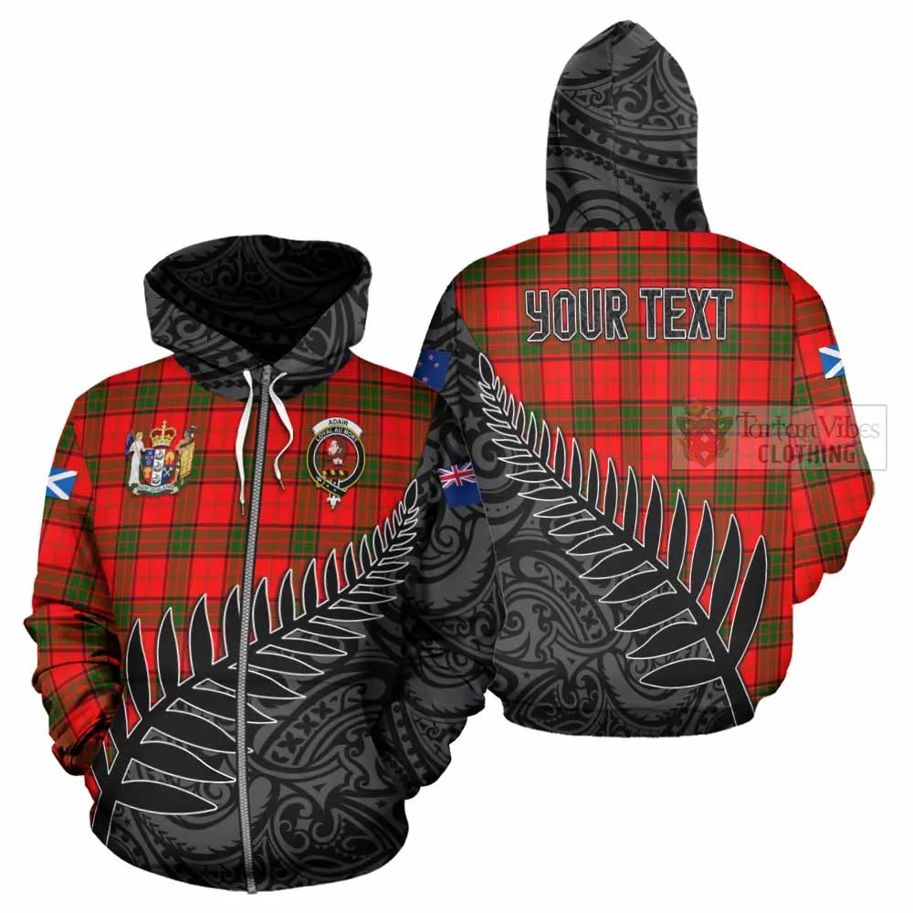 Adair Crest Tartan Hoodie with New Zealand Silver Fern Half Style