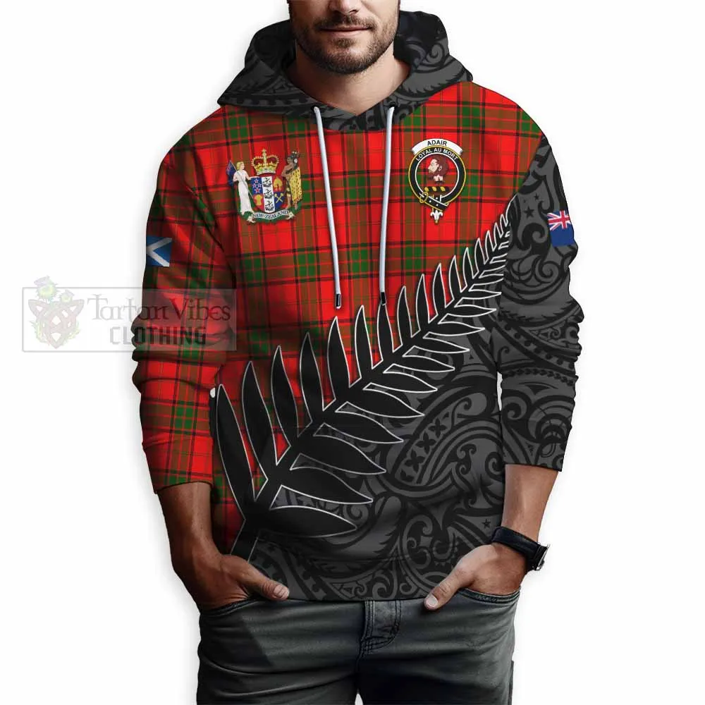 Adair Crest Tartan Hoodie with New Zealand Silver Fern Half Style