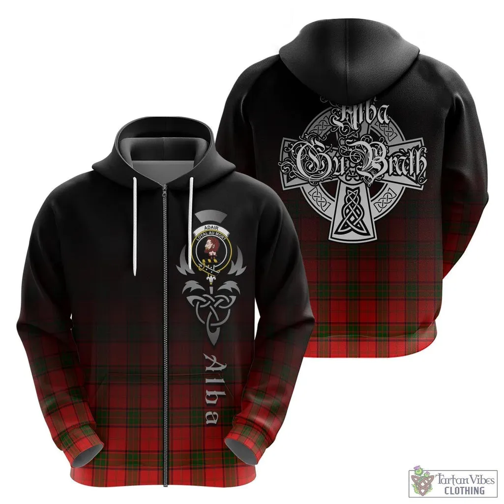 Adair Tartan Hoodie Featuring Alba Gu Brath Family Crest Celtic Inspired