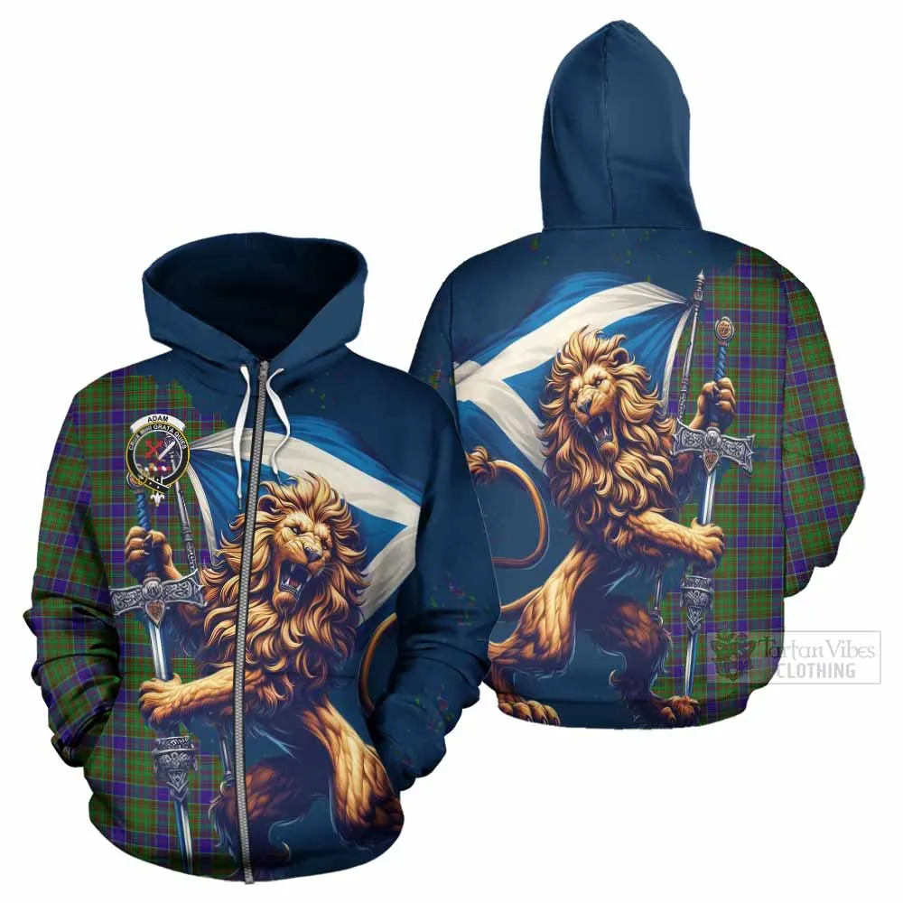 Adam Tartan Family Crest Hoodie with Scottish Majestic Lion