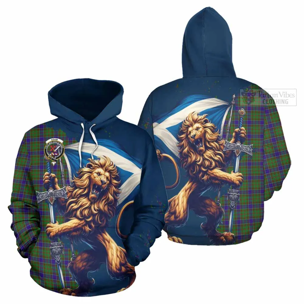 Adam Tartan Family Crest Hoodie with Scottish Majestic Lion