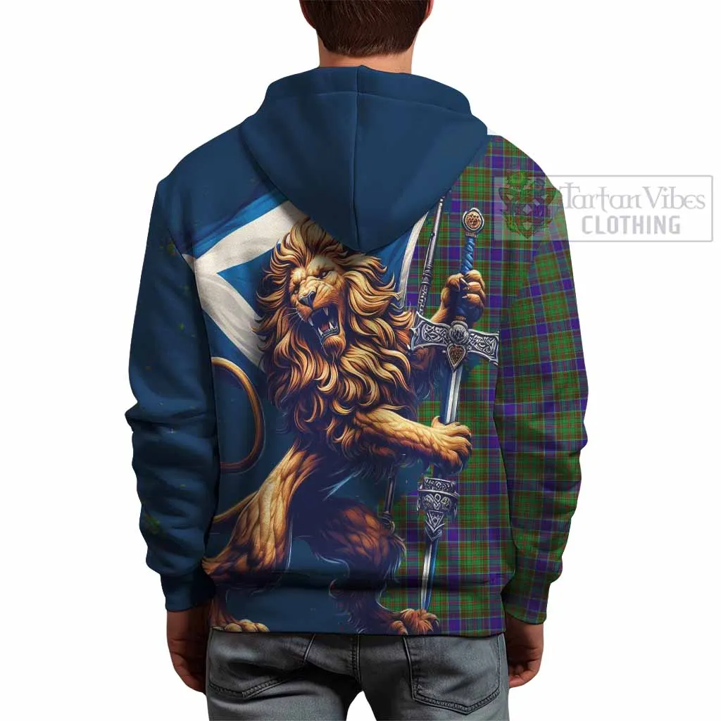 Adam Tartan Family Crest Hoodie with Scottish Majestic Lion