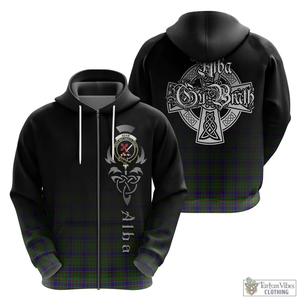 Adam Tartan Hoodie Featuring Alba Gu Brath Family Crest Celtic Inspired