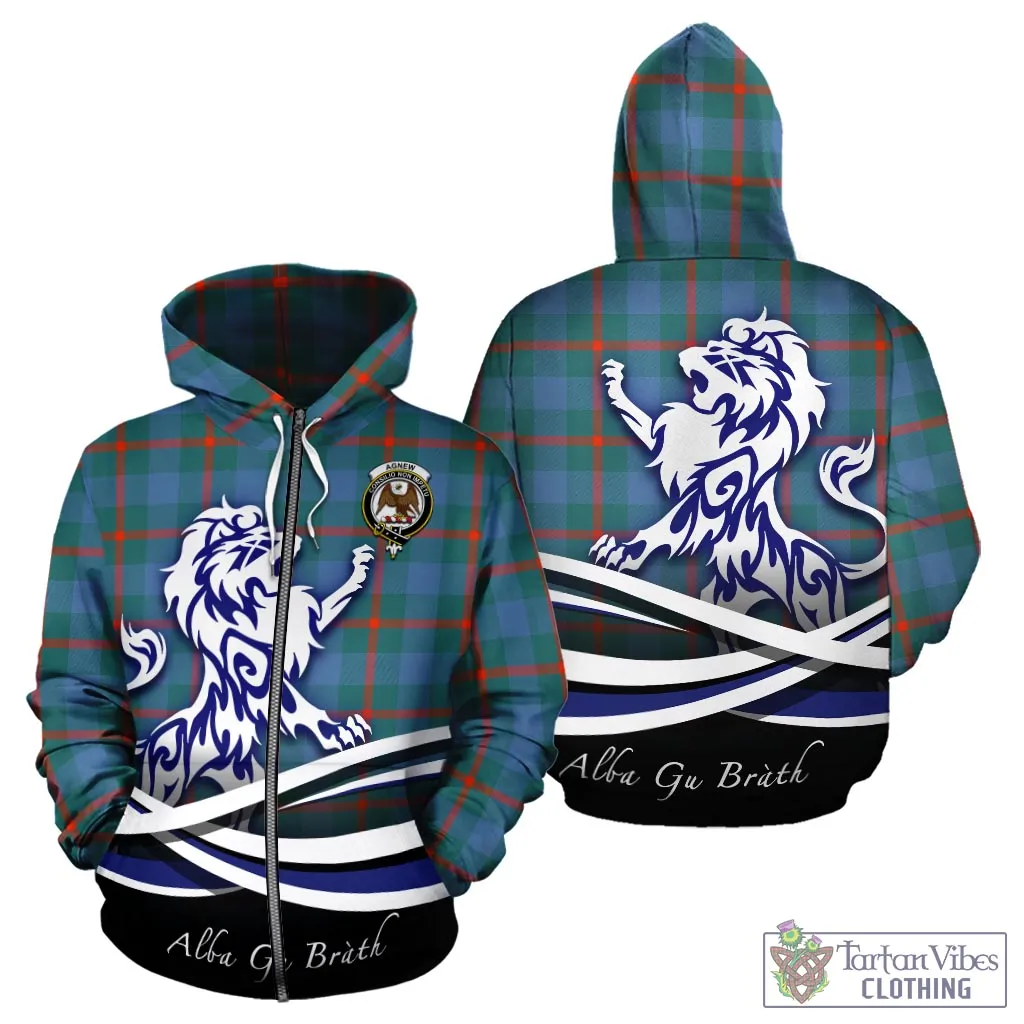 Agnew Ancient Tartan Hoodie with Alba Gu Brath Regal Lion Emblem