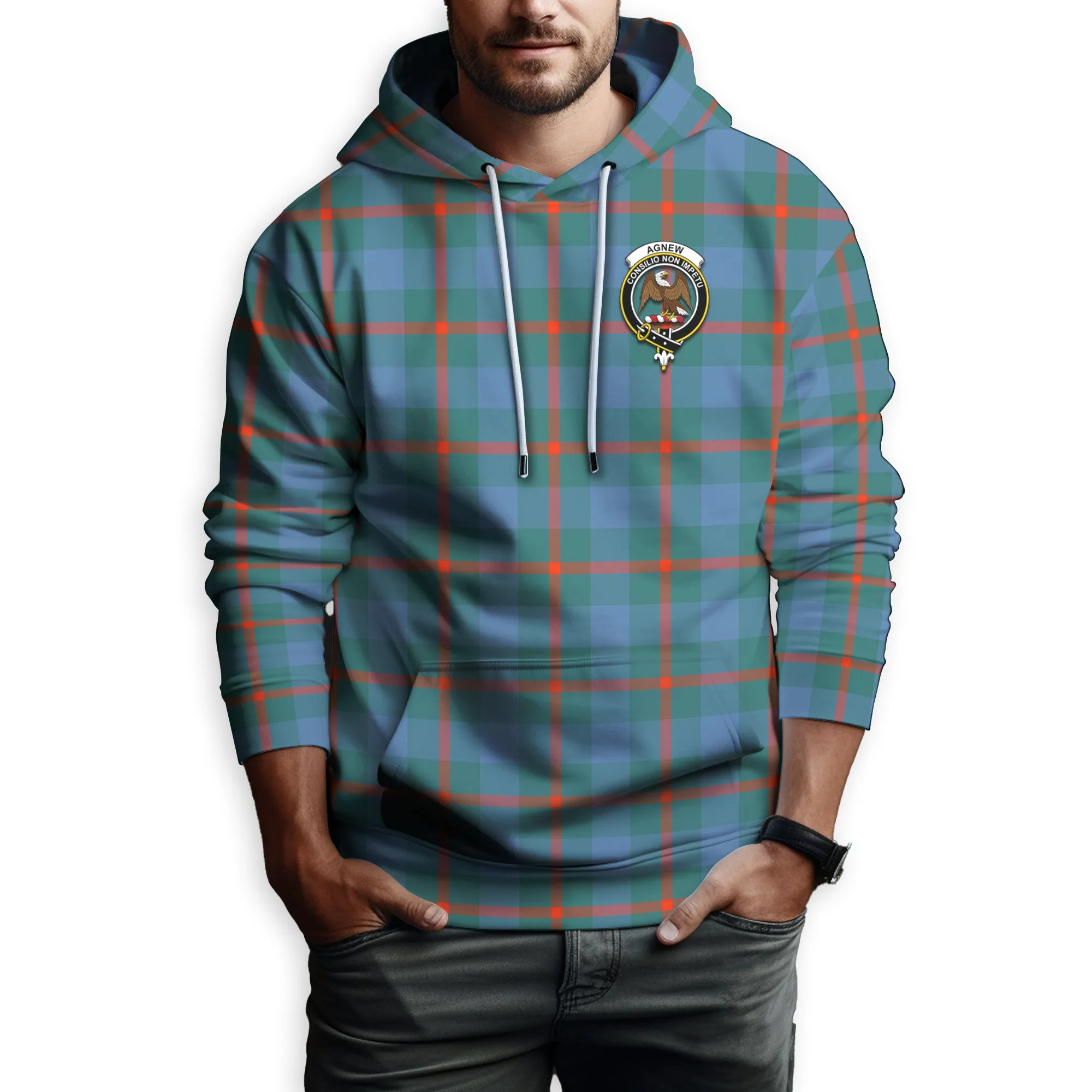 Agnew Ancient Tartan Hoodie with Family Crest