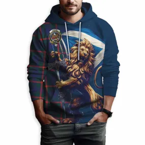 Agnew Tartan Family Crest Hoodie with Scottish Majestic Lion