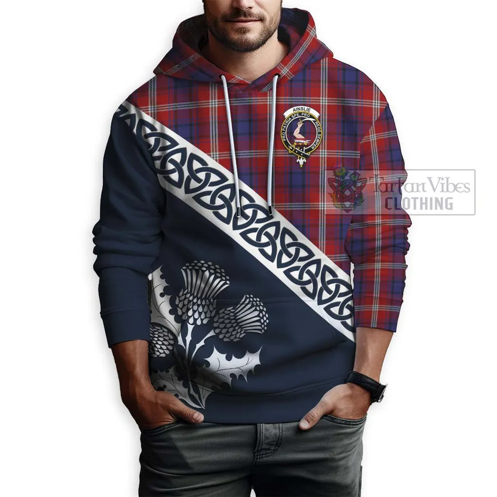 Ainslie Tartan Hoodie Featuring Thistle and Scotland Map