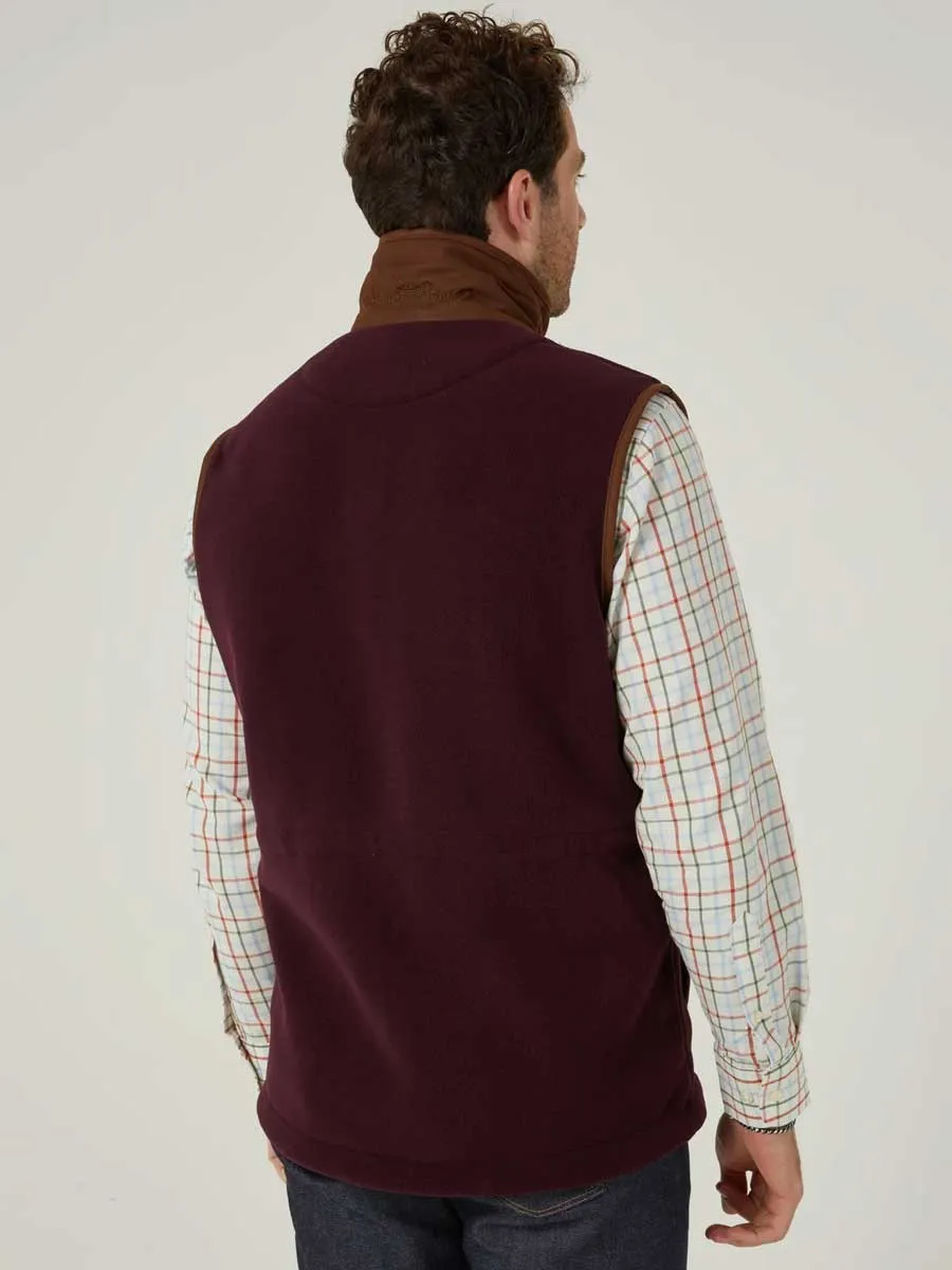 ALAN PAINE Aylsham Mens Fleece Gilet - Merlot