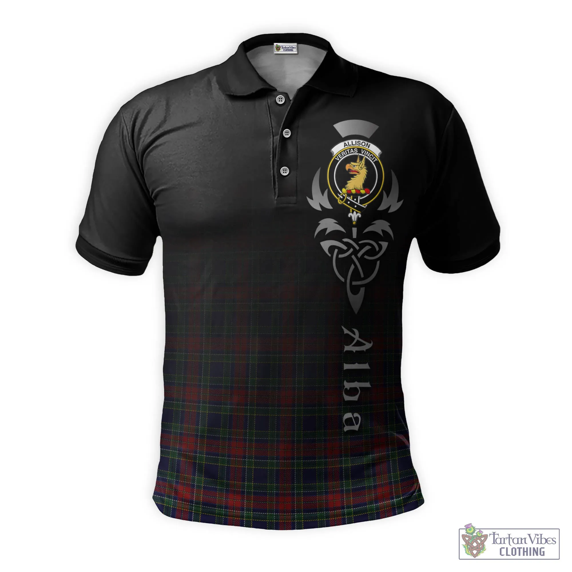 Allison Red Tartan Polo Shirt Featuring Alba Gu Brath Family Crest Celtic Inspired