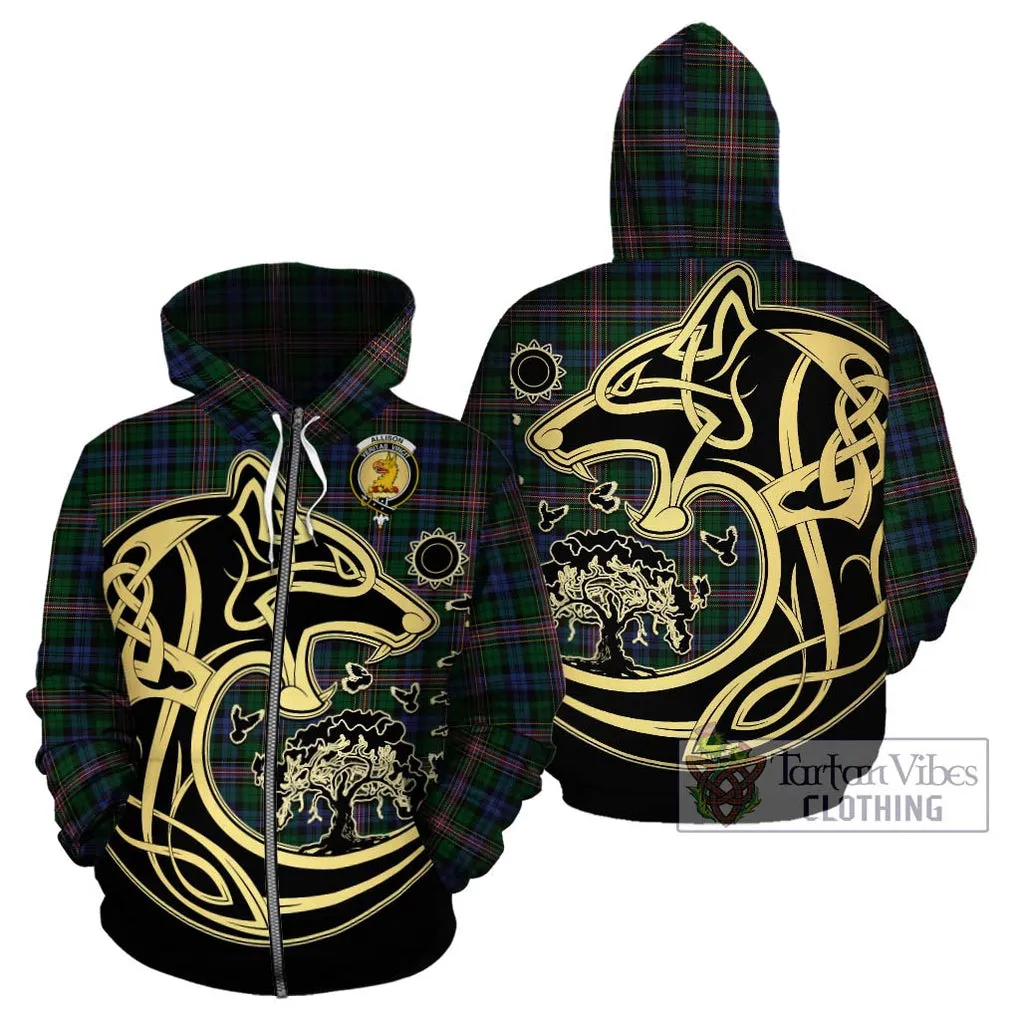 Allison Tartan Hoodie with Family Crest Celtic Wolf Style