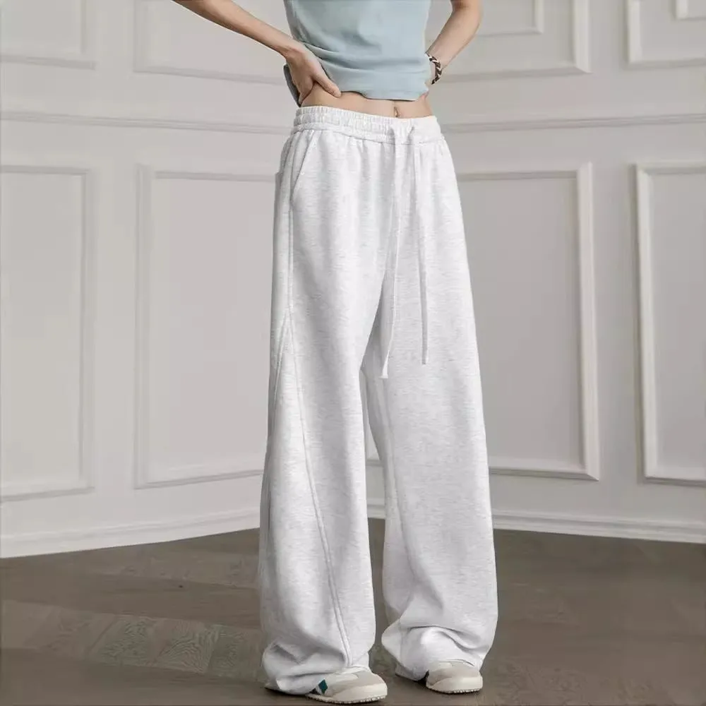 Amozae fall outfits women Early Autumn Thin Sweatpants Women's Loose Casual Sports Pants Draping Straight Pants Mopping Pants Hip-Hop Drawstring Wide-Leg Pants