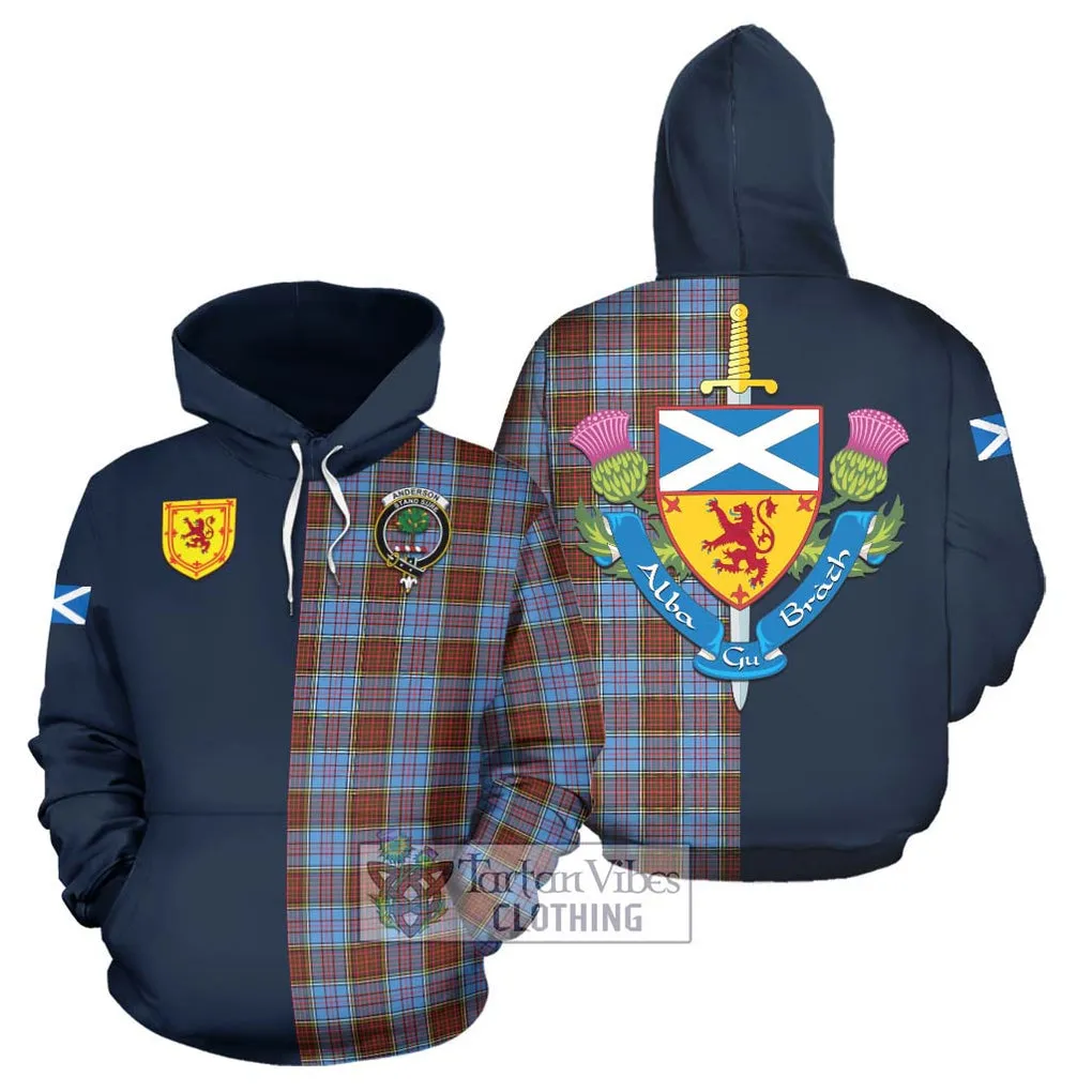 Anderson Modern Tartan Hoodie Alba with Scottish Lion Royal Arm Half Style